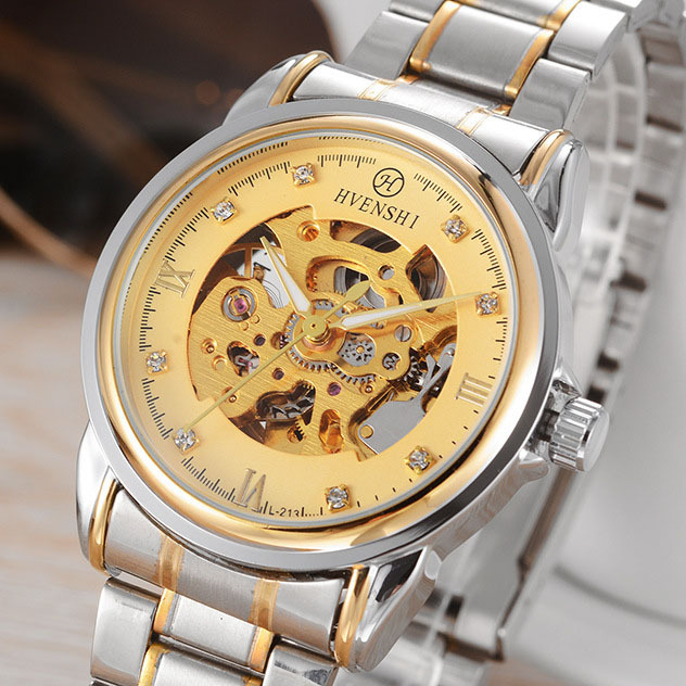 HVENSHI Imperial Division pánske mechanické hodinky, automat, skelet ciferník, kožený remienok, model YSW024, priemer 40 mm, vodotesnosť 30 m, obchodný štýl.