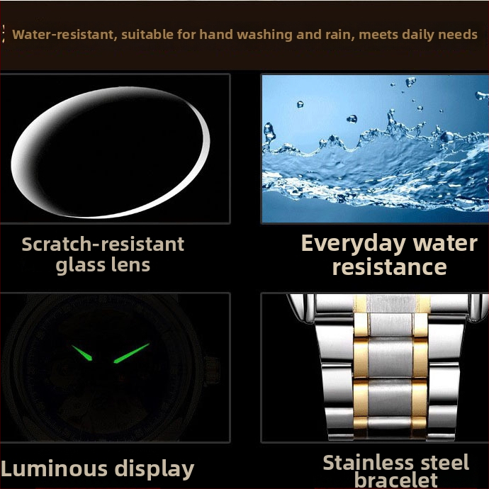 HVENSHI Imperial Division pánske mechanické hodinky, automat, skelet ciferník, kožený remienok, model YSW024, priemer 40 mm, vodotesnosť 30 m, obchodný štýl.