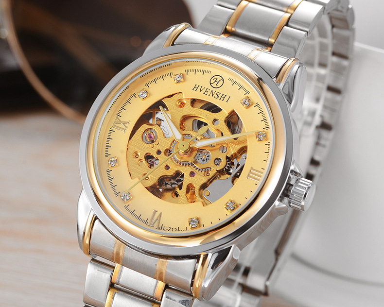 HVENSHI Imperial Division pánske mechanické hodinky, automat, skelet ciferník, kožený remienok, model YSW024, priemer 40 mm, vodotesnosť 30 m, obchodný štýl.