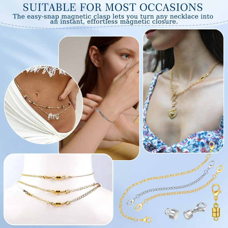 DIY set od 20 komada: ogrlice, produžni lanci, magnetske kopče, karabine za narukvice