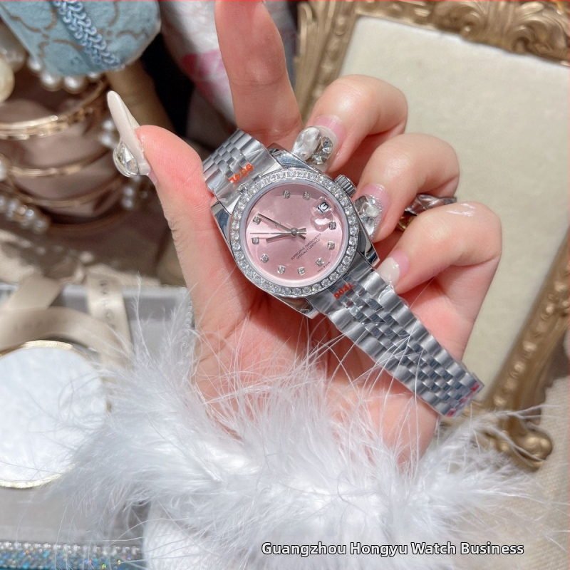 Danny Road ružové dámske hodinky, z nerezovej ocele, mechanické, automatické