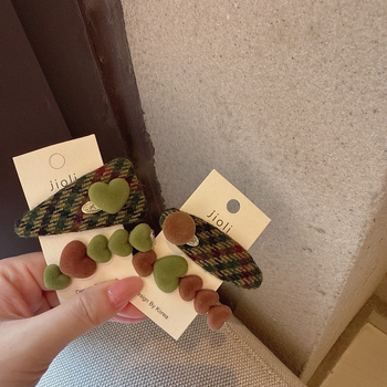 Retro vuneni trokutasto-ovalni klips za kosu, elegantan srcolni bočni klips za žene, ručno izrađeno