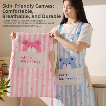 Kuhinjska pregača s motívom medvjeda – vodootporna, otporna na ulje, otporna na mrlje, za brisanje, za odrasle, unisex, bez rukava