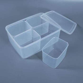 Prozirna plastična kutija za pohranu s poklopcem, podijeljene pregrade za začine, smrznutu hranu, voće i igračke