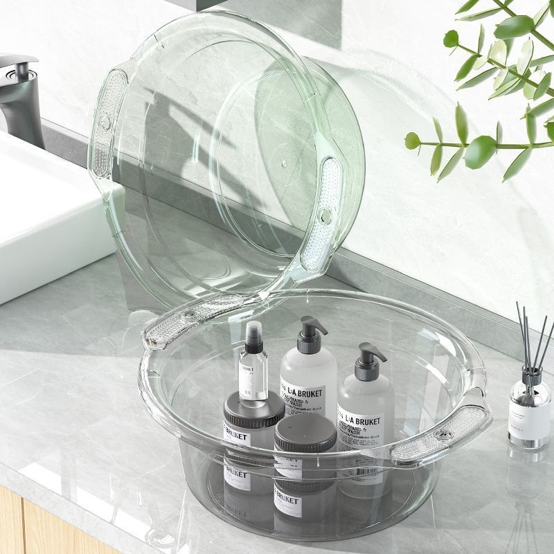 Prozirna posuda s dvjema ručkama i debelim dnom za pranje povrća i stopala, kućna upotreba, pranje lica