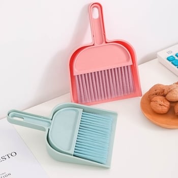 Mini metla i lopatica za kućnu upotrebu, plastična, s mekanim dlačicama