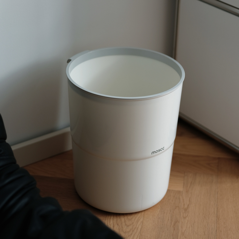 Kučni kanta za otpad 12 L, velika kapaciteta, bačvastog oblika, krem boje, za dnevni boravak, kuhinju, spavaću sobu, kupaonu i ured, bez poklopca
