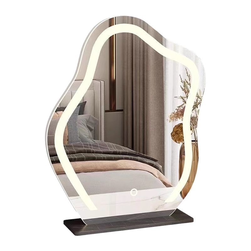 Εμπνευσμένος από σύννεφα επιτραπέζιος καθρέπτης μακιγιάζ με LED φωτισμό, για υπνοδωμάτιο, κομψός φωτιζόμενος καθρέφτης περιποίησης