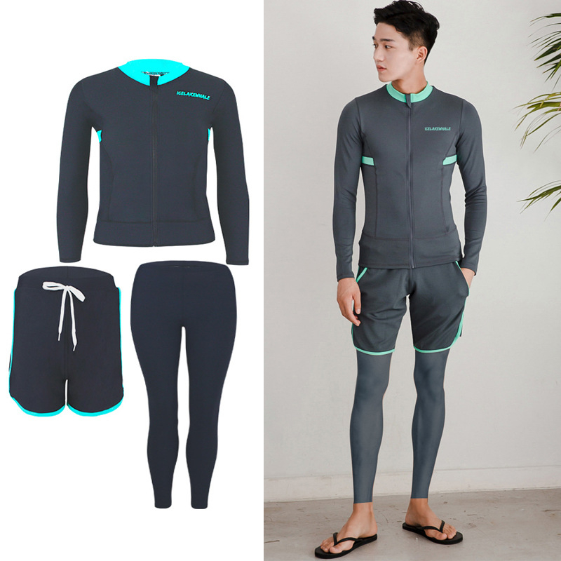 Unisex dvodijelni kupaći kostim za ronjenje od najlona sa zatvaračem, zaštita od sunca, brzo sušenje, dugi rukavi i dugi nogavice, za surfing i plivanje