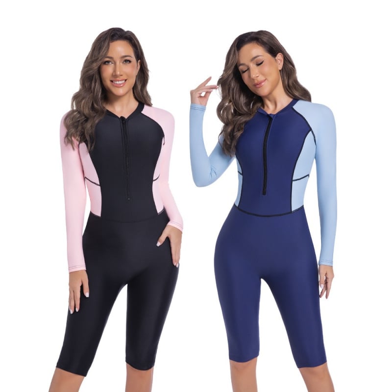 Costum de neopren întreg pentru femei, cu fermoar și mâneci lungi, pentru surfing și scufundări, model Meduză, X002