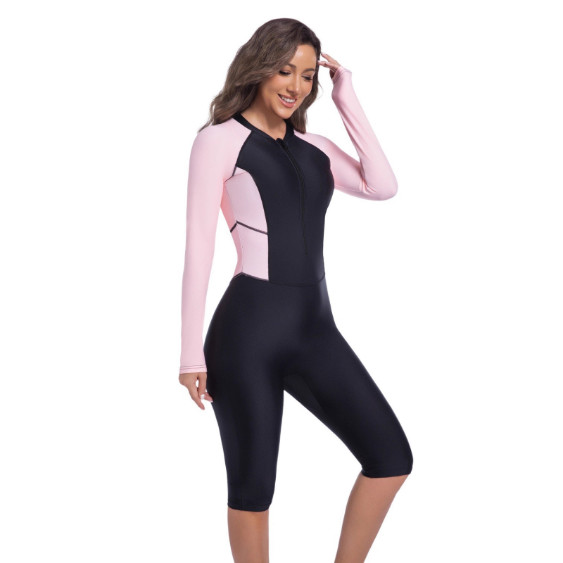Costum de neopren întreg pentru femei, cu fermoar și mâneci lungi, pentru surfing și scufundări, model Meduză, X002