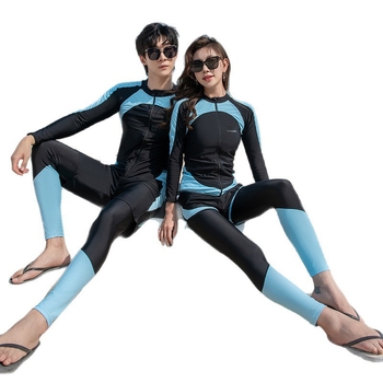 Unisex dvodijelni neoprenski kostim s kopčom na zip i zaštitom od sunca, dugi rukav, za plivanje i surfanje