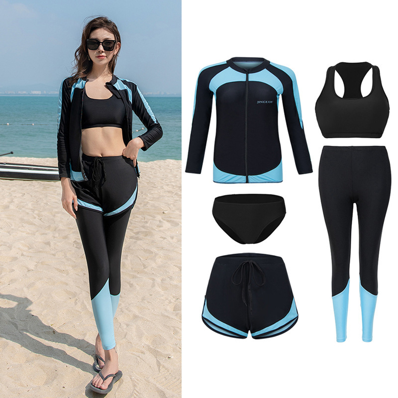 Unisex dvodijelni kupaći kostim s dugačkim rukavima za plivanje i surfanje, brzo se suši, s UV zaštitom, za plažu i vodene sportove, dostupne plus veličine
