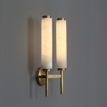 Stenska lampa od bakra s mermernim sjenilom, skandinavski minimalistički stil, luksuzan dizajn za dnevni boravak ili spavaću sobu
