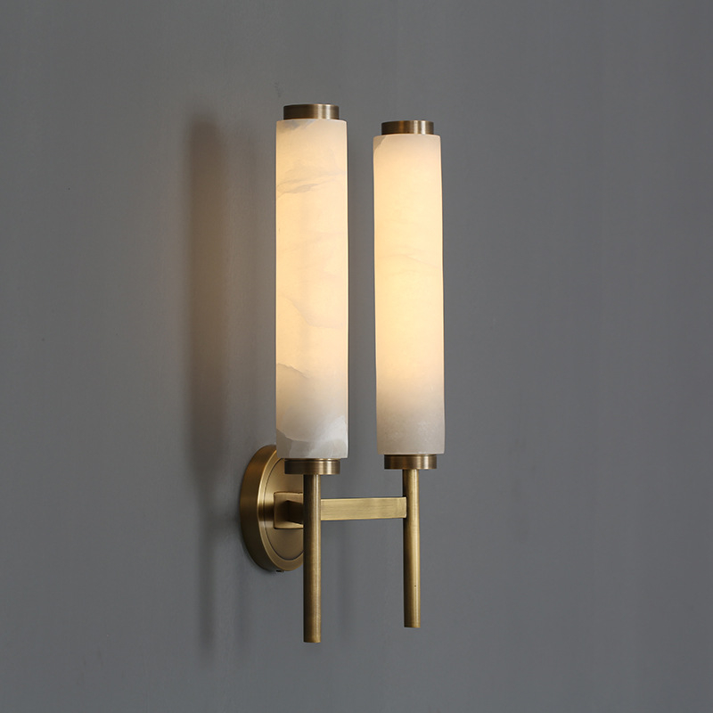 Stenska lampa od bakra s mermernim sjenilom, skandinavski minimalistički stil, luksuzan dizajn za dnevni boravak ili spavaću sobu