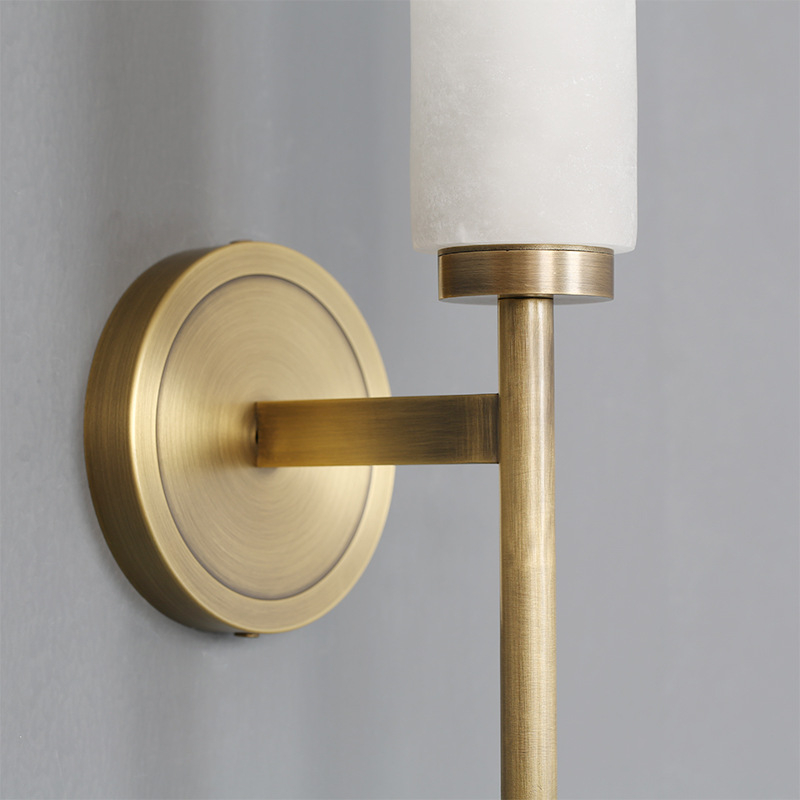 Stenska lampa od bakra s mermernim sjenilom, skandinavski minimalistički stil, luksuzan dizajn za dnevni boravak ili spavaću sobu
