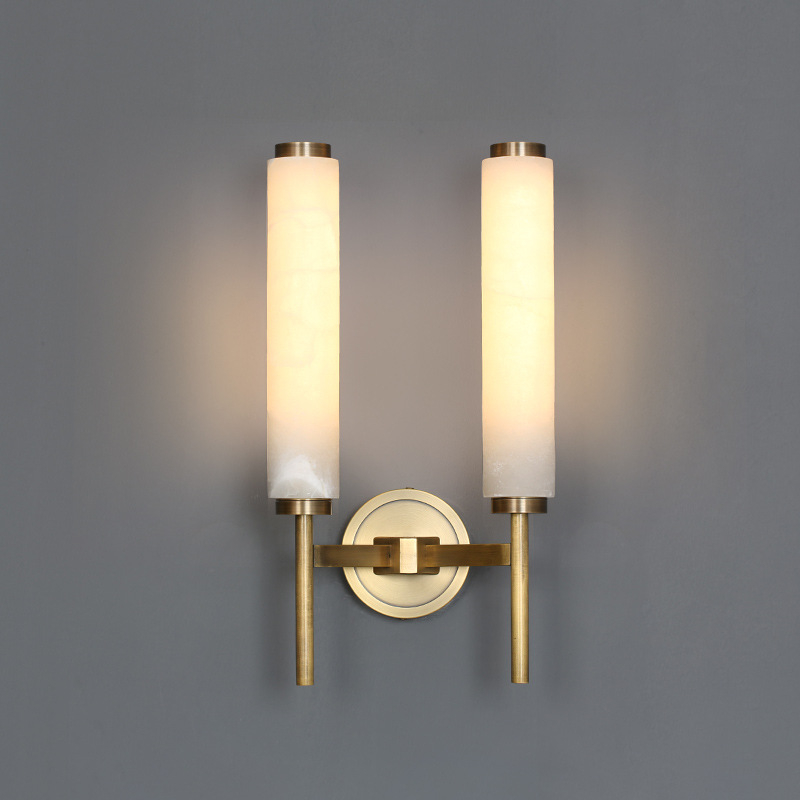Stenska lampa od bakra s mermernim sjenilom, skandinavski minimalistički stil, luksuzan dizajn za dnevni boravak ili spavaću sobu