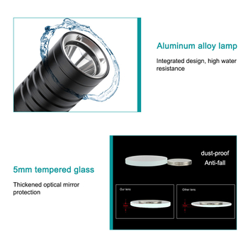 Nova mini amfibijska L2 ronilačka LED svjetiljka s gumbnim prekidačem, baterija 18650 litij-ionska, aluminijska legura