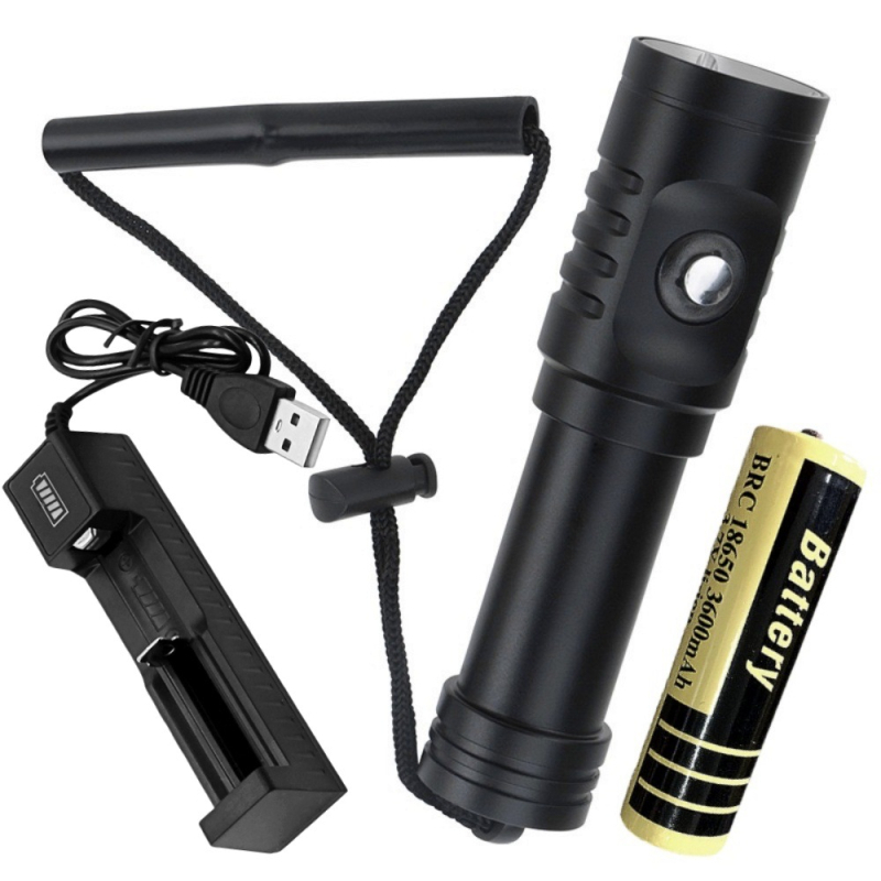 Nova mini amfibijska L2 ronilačka LED svjetiljka s gumbnim prekidačem, baterija 18650 litij-ionska, aluminijska legura