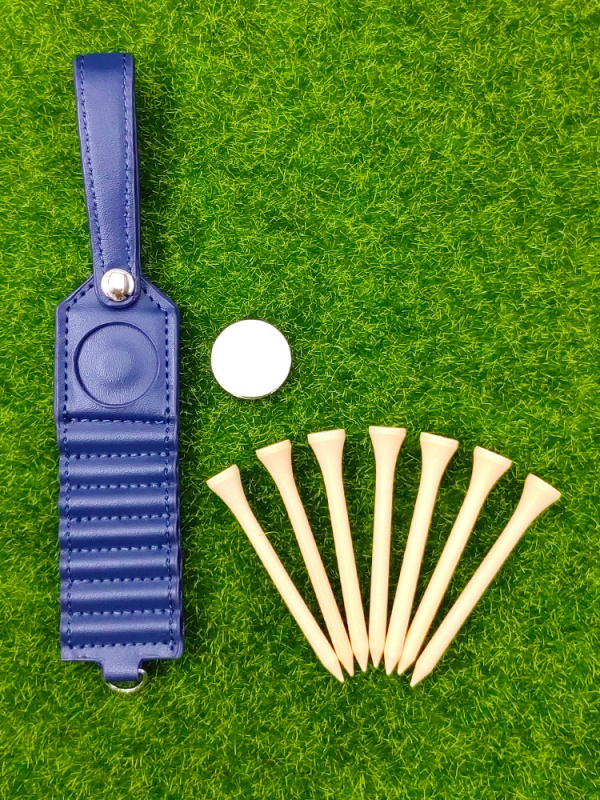 7-djelni set golf dodataka: prazni markeri za lopte, igle te PU kožna etiketa