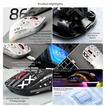 G18 Bluetooth bezdrôtová herná myš s tromi režimami, ľahká, RGB, pre stolný počítač