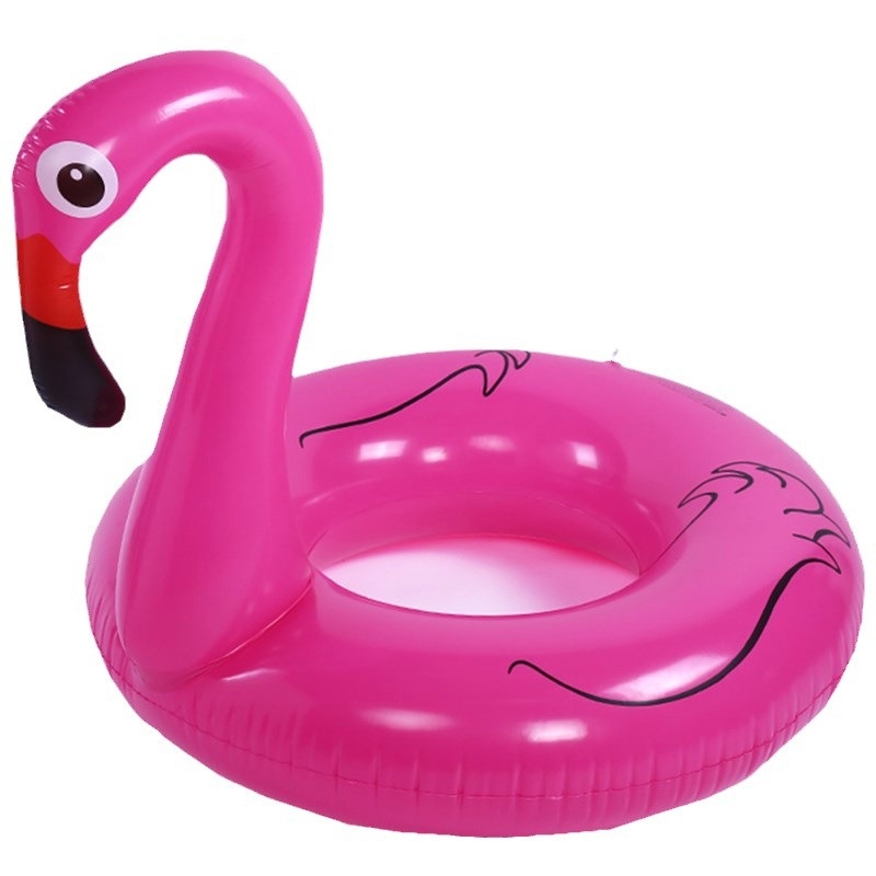 Juyi PVC inel gonflabil pentru adulți, design roz cu pasăre, inel subraț, jucărie acvatică