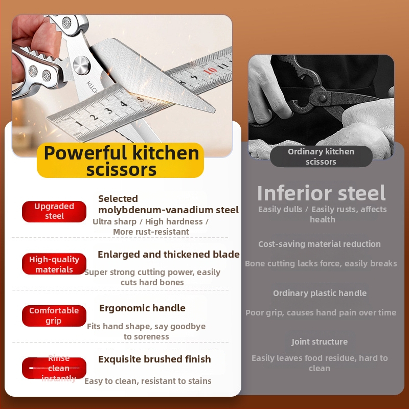 Kuhinjske škare od nehrđajućeg čelika, višestruka namjena, snažne za pileće kosti, velike kuhinjske škare