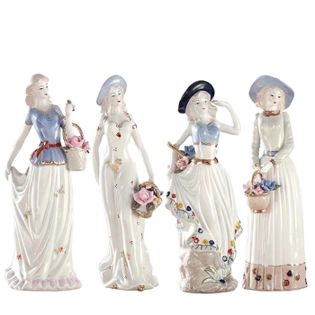 Pozlaćena porcelanska figurica u europskom stilu, dekorativni komad za dom