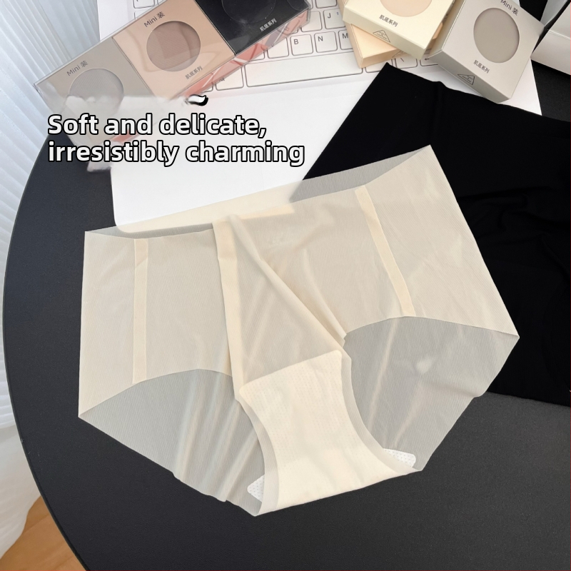 Bešivne gaćice za žene u jednom komadu, ljetne ultra-tanke Ice Silk, prozračne, brzo sušeće, srednji struk, prirodni osjećaj