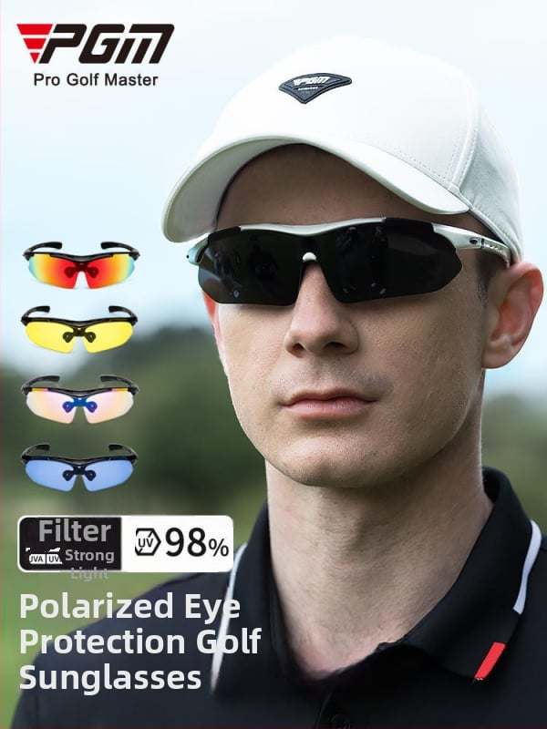 PGM golf naočale za sunce s polariziranim lećama, UV zaštita, pet zamjenjivih leća i dioptrijski okvir