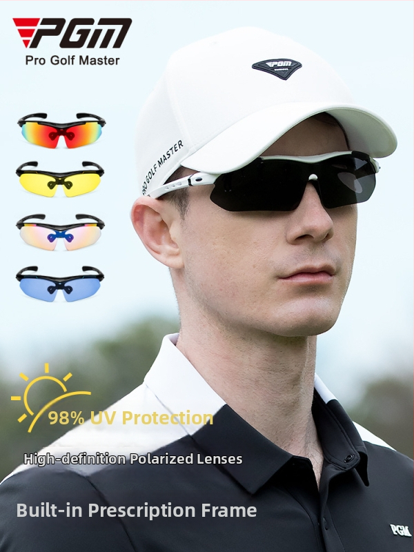 PGM golf naočale za sunce s polariziranim lećama, UV zaštita, pet zamjenjivih leća i dioptrijski okvir