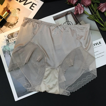 Francuski stil ženskih gaćica visokog struka, bezšivne, s čipkastim obrubom, Ice Silk brzo sušeće