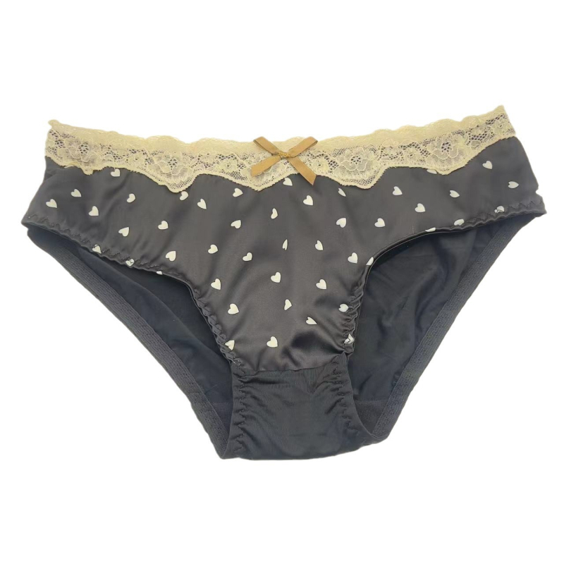 Nova ženska gaćica s otiskom srca, ultra-tanki ice silk, osjećaj gole kože, prozračna, pamuk u području prepona, srednji pojas