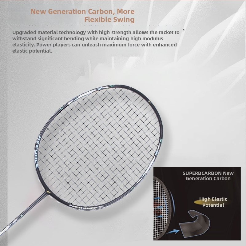 Karbon badminton raketa, ultralagana, 5U, za ofenzivnu i defensivnu igru, za natjecanja i treniranje, napetost 24–28 lb