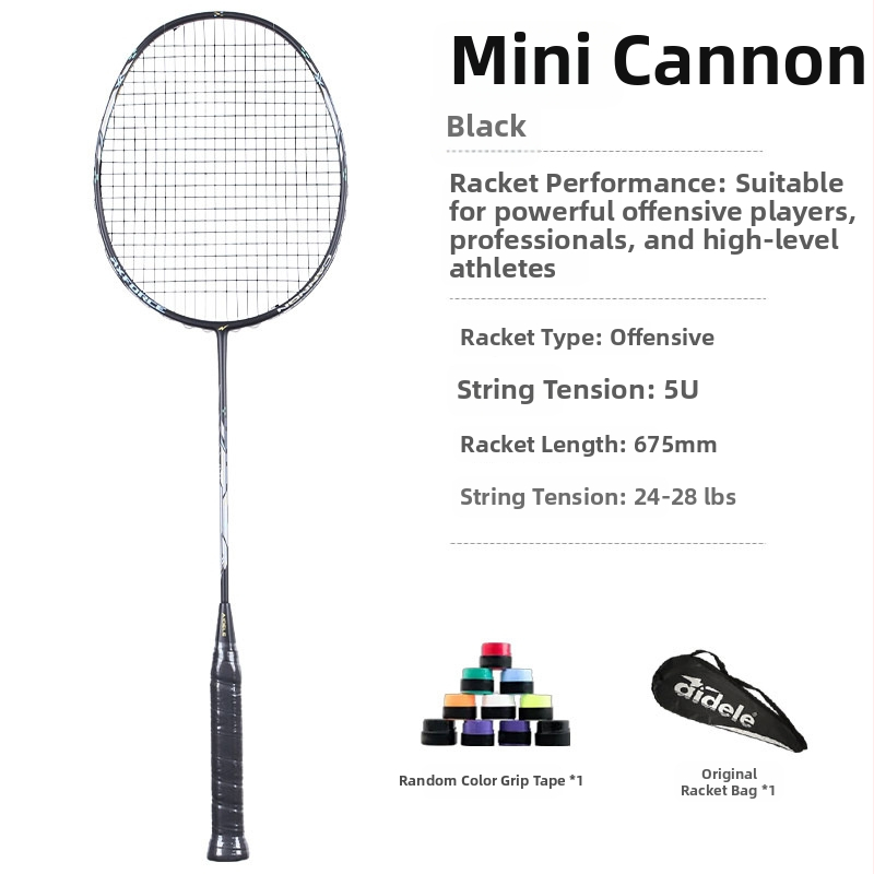 Karbon badminton raketa, ultralagana, 5U, za ofenzivnu i defensivnu igru, za natjecanja i treniranje, napetost 24–28 lb