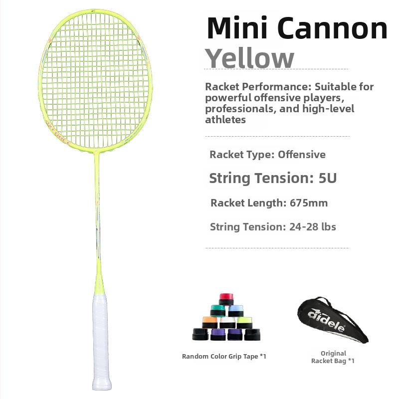 Karbon badminton raketa, ultralagana, 5U, za ofenzivnu i defensivnu igru, za natjecanja i treniranje, napetost 24–28 lb
