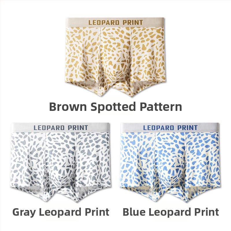 Muške bokserice od modal materijala, bezšivne, lagane i prozračne, leopard uzorak, antibakterijske, srednjeg porasta struka
