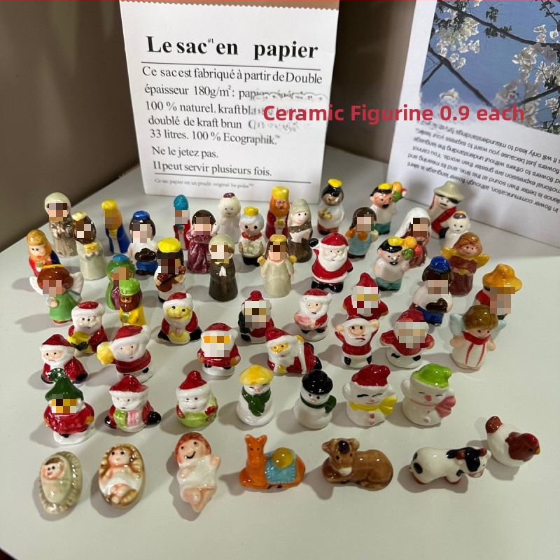 Ručno izrađene keramičke figurice, ručno obojane, stolne miniature za mikro krajolise