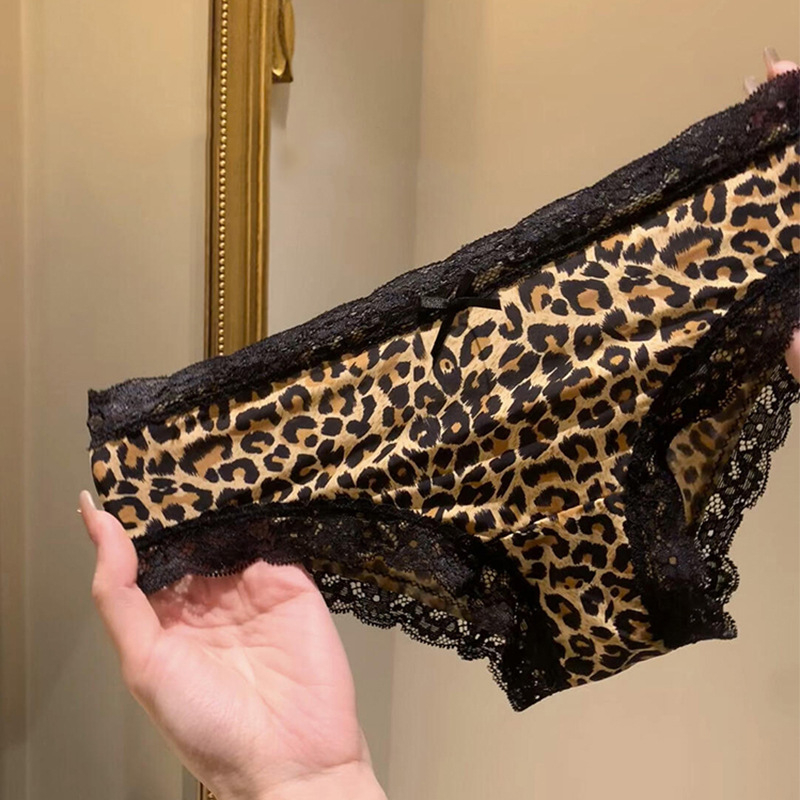 Seksi čipkaste gaćice s leopard uzorkom, tanke ženske gaćice s mašnicom, novi model