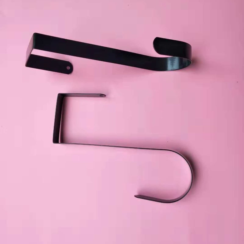 Черна коледна закачалка за врата за венец, палта и шапки, дължина 24,5 cm