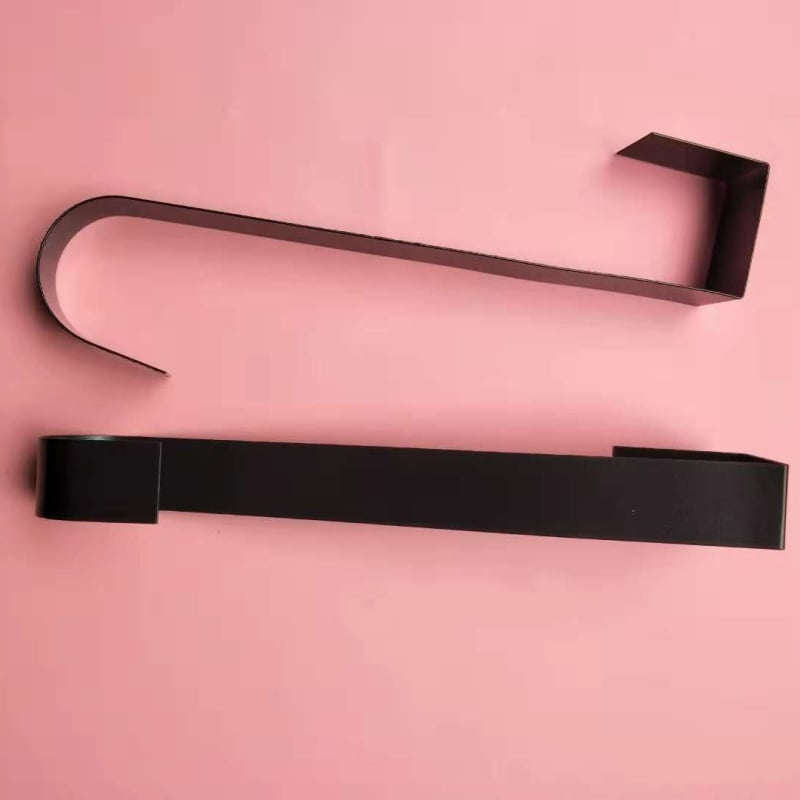 Черна коледна закачалка за врата за венец, палта и шапки, дължина 24,5 cm