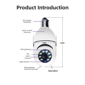 Cameră bec E27, rotire la 360°, WiFi, vizionare nocturnă 1080p.