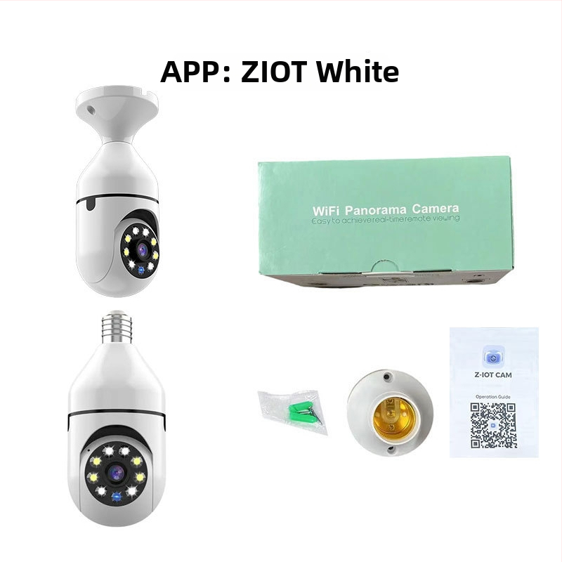Cameră bec E27, rotire la 360°, WiFi, vizionare nocturnă 1080p.