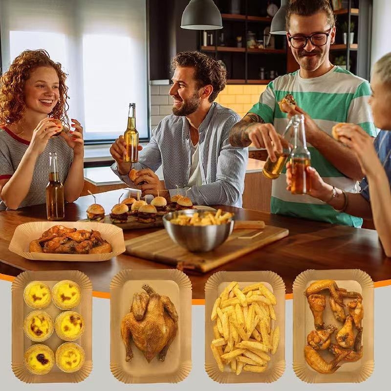 Pravokutni papir za pečenje u fritezi na zrak, kompatibilan s Ninja dvostrukim posuđem, upija masnoću, silikon premaz
