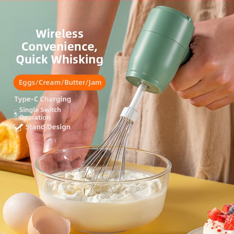 Mixer electric fără fir pentru ouă – mini mixer de bucătărie pentru lapte, smântână și aluat, 3 viteze