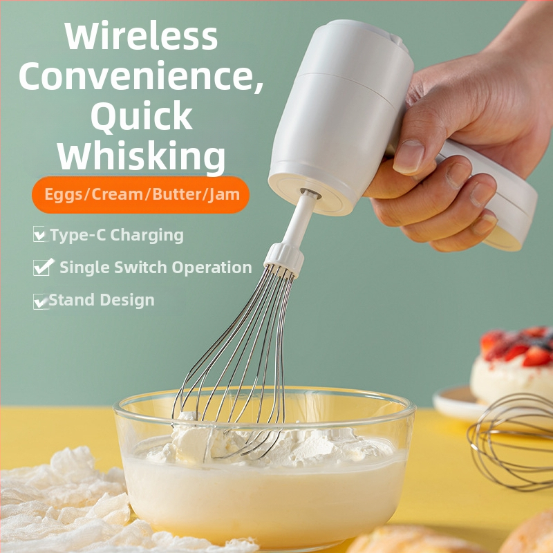 Mixer electric fără fir pentru ouă – mini mixer de bucătărie pentru lapte, smântână și aluat, 3 viteze
