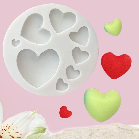 Set silikonskih kalupa s 8 srca, velikih i malih, za fondant i čokoladu, DIY pečenje
