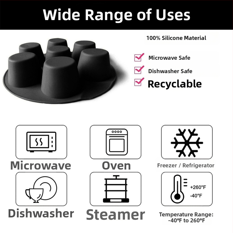 Kružna silikon forma za pečenje sa 7 rupa, s kvalitetom hrane, protuklizna, otporna na visoke temperature, jednostavna za čišćenje, višekratna upotreba