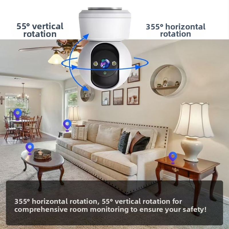 Cameră de supraveghere wireless pentru casă, cu vizionare în noapte HD, panoramă la 360°, monitorizare de la distanță