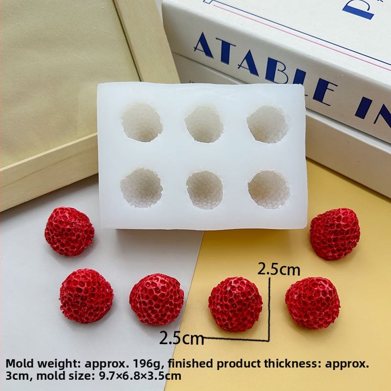 3D silikon forma sa jagodom za fondan, ukrašavanje torti, čokoladu, pečenje i smolu